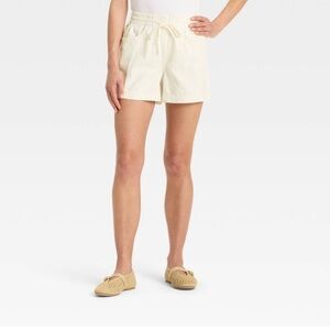 High-Rise Drawstring Denim Beach Shorts - Universal Thread White - Large NWT
